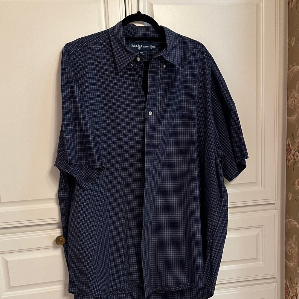 Ralph Lauren Men's Dark Blue Plaid Shirt